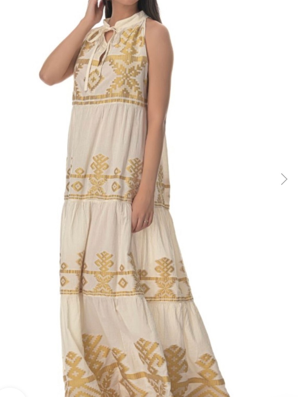 JohnP. Long maxi, ruffled Dress with unique embroidery detailing  oversized S/M